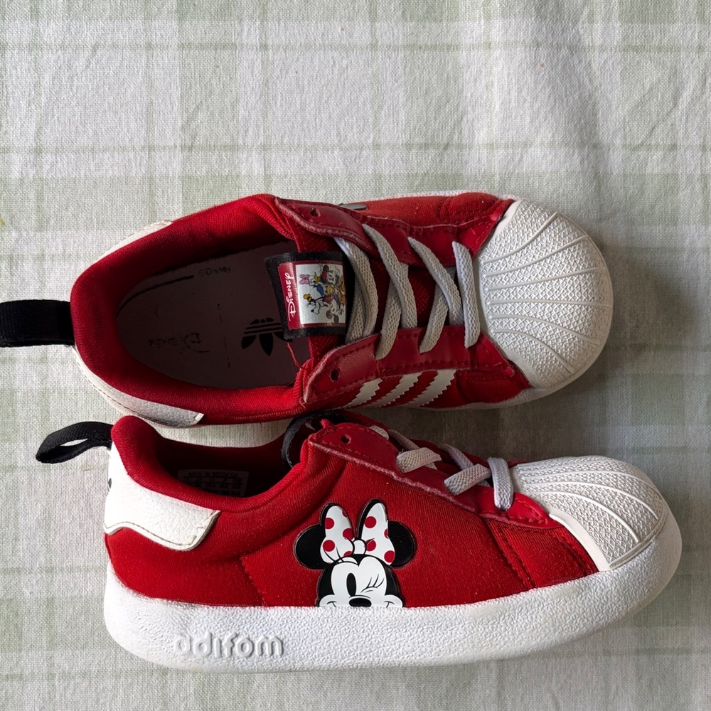 Adidas Kids Red and White Minnie Mouse Sneakers